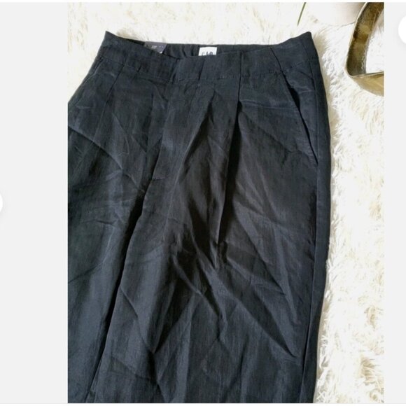 GAP Softsuit Tencel High Rise Pleated Wide Leg Black Pant 8 PETITE #404698 RT$90 - Picture 9 of 11